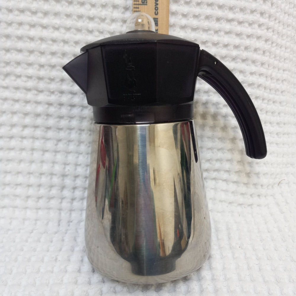 Bialetti Stovetop Percolator Espresso Maker Stainless Steel Black 4 Cup Italy